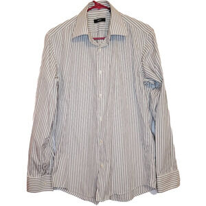 Boss Hugo Boss long sleeved grey striped button up shirt